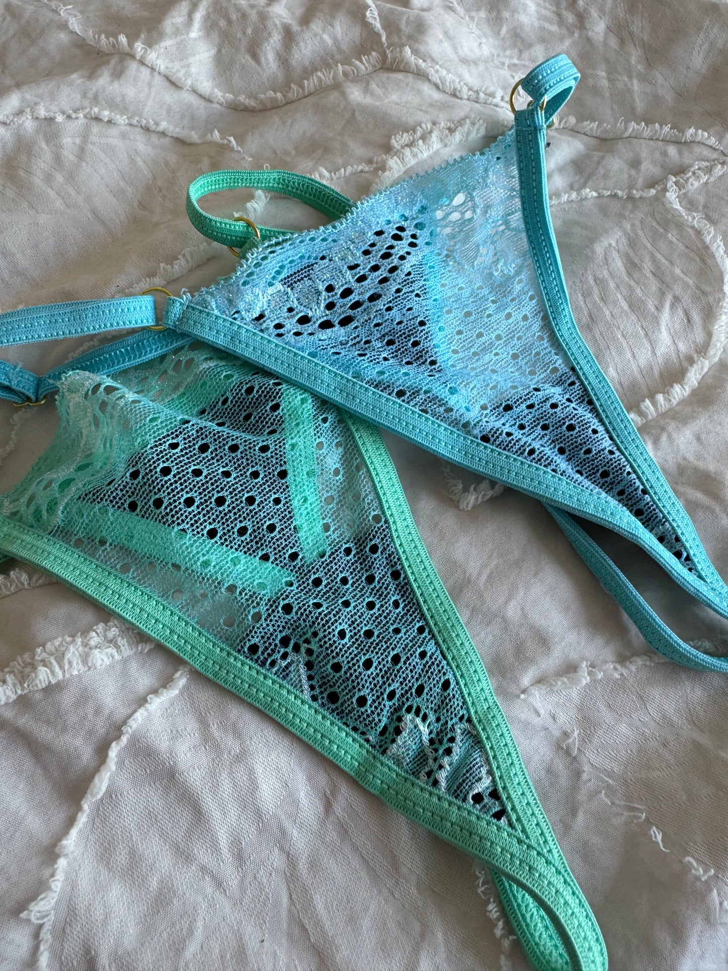 Lucia Glitter Lace V-String