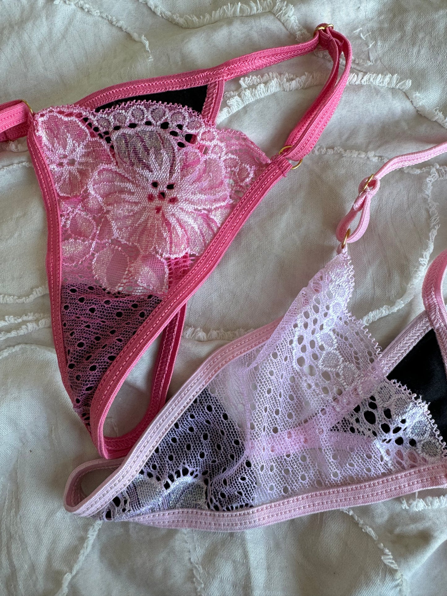 Lucia Glitter Lace V-String