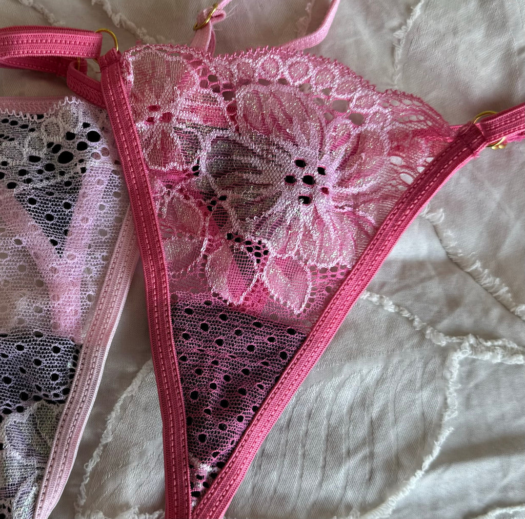 Glitter Lace Low-waist Adjustable Thong
