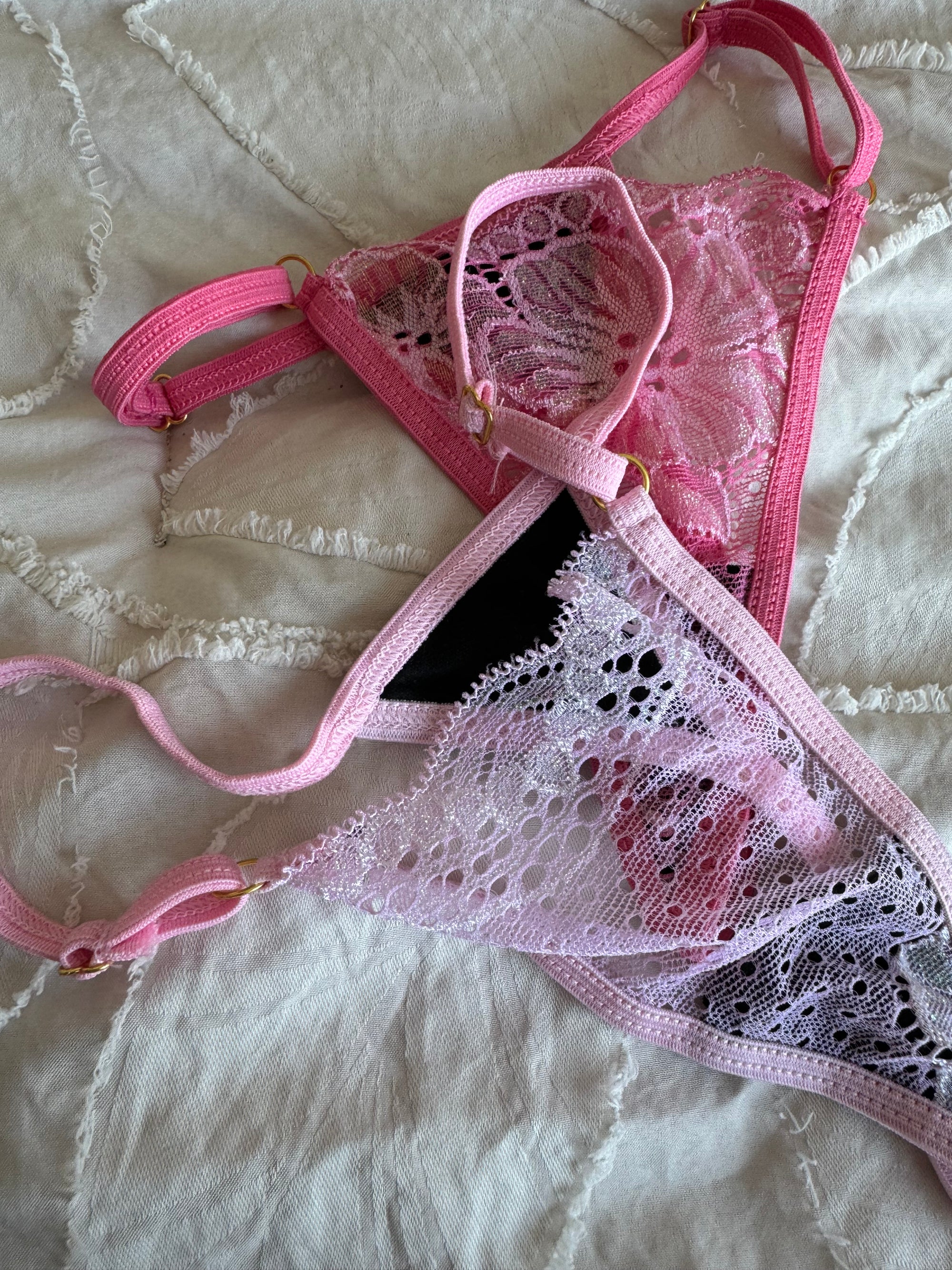 Glitter Lace Low-waist Adjustable Thong